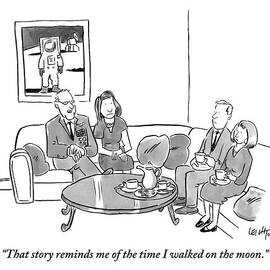 Two Couples Sit Drinking Tea In A Living Room by Robert Leighton