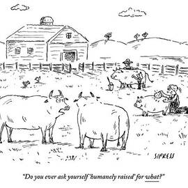 Two Cows On A Farm Talking by David Sipress