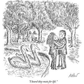 Two Ducks Observe A Man And Woman Embracing by Edward Koren