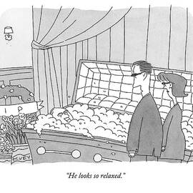 Two Funeral Mourners Stand Over A Coffin by Peter C. Vey