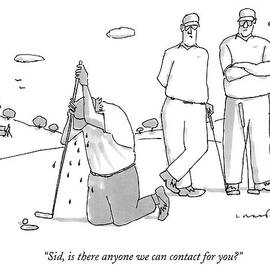 Two Golfers Speak To A Man by Michael Crawford