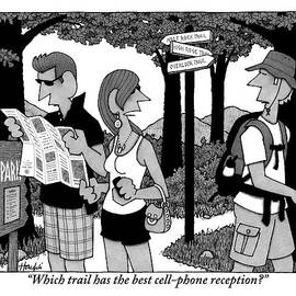 Two Hikers Looking At A Map Are Seen Speaking by William Haefeli