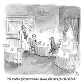 Two Mafia Men Meet With A Seal At An Empty by Paul Noth