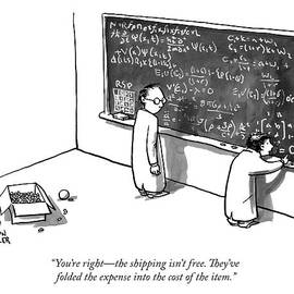 Two Mathematicians Examine A Full Chalkboard Full by Shannon Wheeler