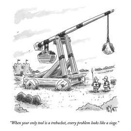 Two Medieval Soldiers Stand By Their Catapult by Christopher Weyant