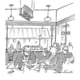 Two Men At A Restaurant Table by Michael Crawford