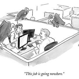 Two Men In A Small Cubicle Speak To Each Other by Carolita Johnson