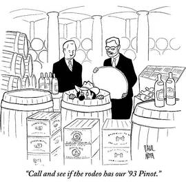 Two Men In A Wine Cellar Find A Clown In One by Paul Noth