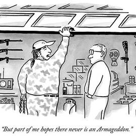 Two Men, One Is Lifting A Garage Door by Bob Eckstein