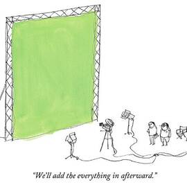 Two Men Point A Film Camera At A Green Screen by Edward Steed