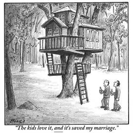 Two Men With Beers Are Seen Walking Towards by Harry Bliss