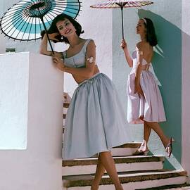 Two Models Posing With Parasols by Frances Mclaughlin-Gill