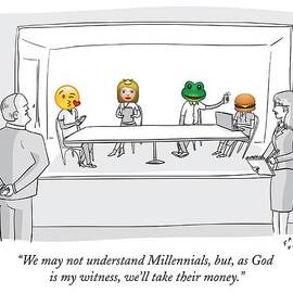 Two Office Workers Look Through Double Sided by Farley Katz