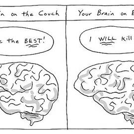 Two Panels: Your Brain On The Couch Brain Saying by Kim Warp