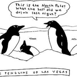 Two Penguins Are Seen Talking In The Snow Next by Michael Shaw