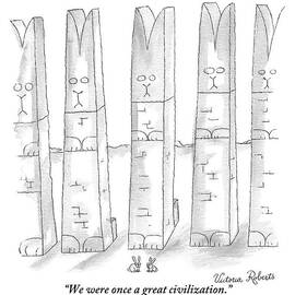 Two Rabbits Talk In Front Of Large Rabbit by Victoria Roberts