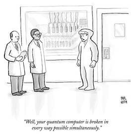 Two Scientists Speak To A Man In A Hazmat Suit by Paul Noth