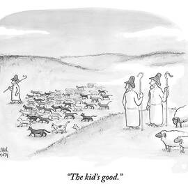 Two Shepherds With Conventional Sheep Look by Paul Noth