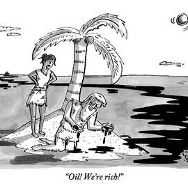 Two Shipwrecked Men Are On An Island With A Big by Farley Katz