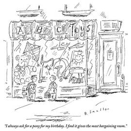 Two Small Boys Stand In Front Of A Toy Store by Barbara Smaller