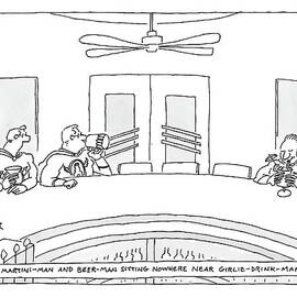 Two Superheros Martini-man And Beer-man Sitting by Jack Ziegler