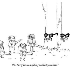 Two Trees With Groucho Marx Masks Speak To Three by Edward Steed