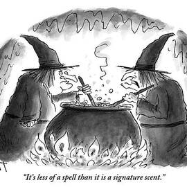 Two Witches Stir The Liquid In Their Cauldron by Christopher Weyant