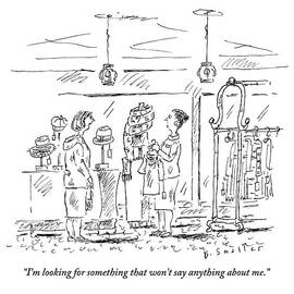 Two Women Are Talking In A Department Store. One by Barbara Smaller