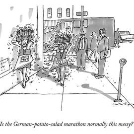 Two Women Carrying Buckets Of Potatoes by Michael Crawford