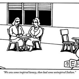 Two Women Sitting At A Table Talking by Bruce Eric Kaplan