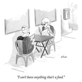 Two Women Speak In A Restaurant by Emily Flake