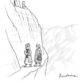 Two Women Walk Down From The Guru On The Mountain by David Borchart