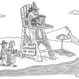Two Women Walk Up To A Lifeguard Stand by Zachary Kanin