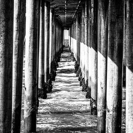 Under Huntington Beach Pier Black and White Picture by Paul Velgos