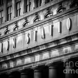 Union Station Chicago Sign in Black and White by Paul Velgos