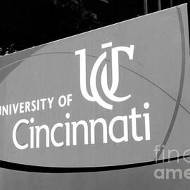 University of Cincinnati Sign Black and White Picture by Paul Velgos