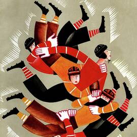 Vanity Fair Cover Featuring Football Players by Constantin Alajalov