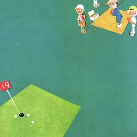 Vanity Fair Cover Featuring Men Playing Golf by John Held Jr