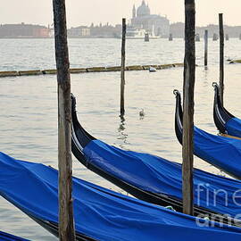 Venetian lagoon and moored gondolas by Sami Sarkis Photography
