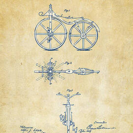 Vintage 1866 Velocipede Bicycle Patent Artwork by Nikki Marie Smith