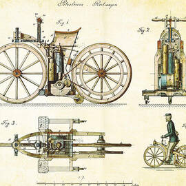 Vintage 1885 Daimler Reitwagen First Motorcycle by Nikki Marie Smith