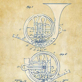 Vintage 1914 French Horn Patent Artwork by Nikki Marie Smith