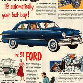 Vintage 1951 Ford Car Advert by Georgia Clare