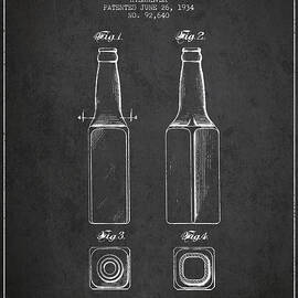 Vintage Beer Bottle Patent Drawing from 1934 - Dark by Aged Pixel