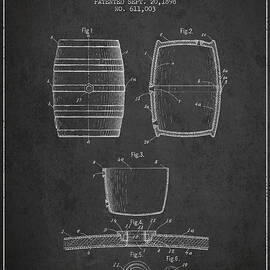 Vintage Beer Keg Patent Drawing from 1898 - Dark by Aged Pixel