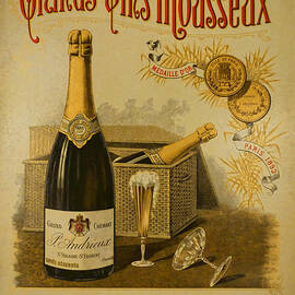 Vintage French Poster Andrieux Wine by Olivier Le Queinec