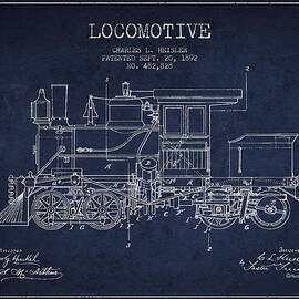 Vintage Locomotive patent from 1892 by Aged Pixel