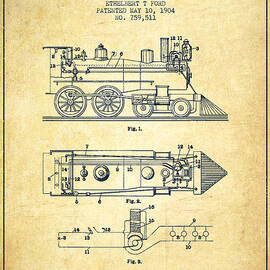 Vintage Locomotive patent from 1904 - Vintage by Aged Pixel