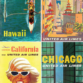 Vintage Travel - United Airlines by Georgia Clare