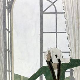 Vogue Cover Featuring A Woman Beside An Open by Pierre Mourgue